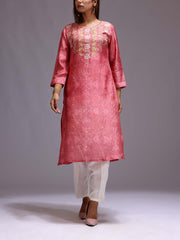 French Pink Vasansi Silk Printed Kurti