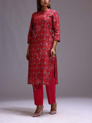 Pink Cotton Printed Kurti