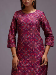 Purple Cotton Printed Kurti