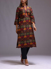 Black Cotton Printed Kurti