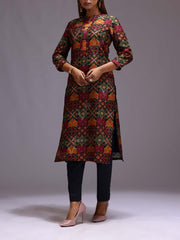 Black Cotton Printed Kurti