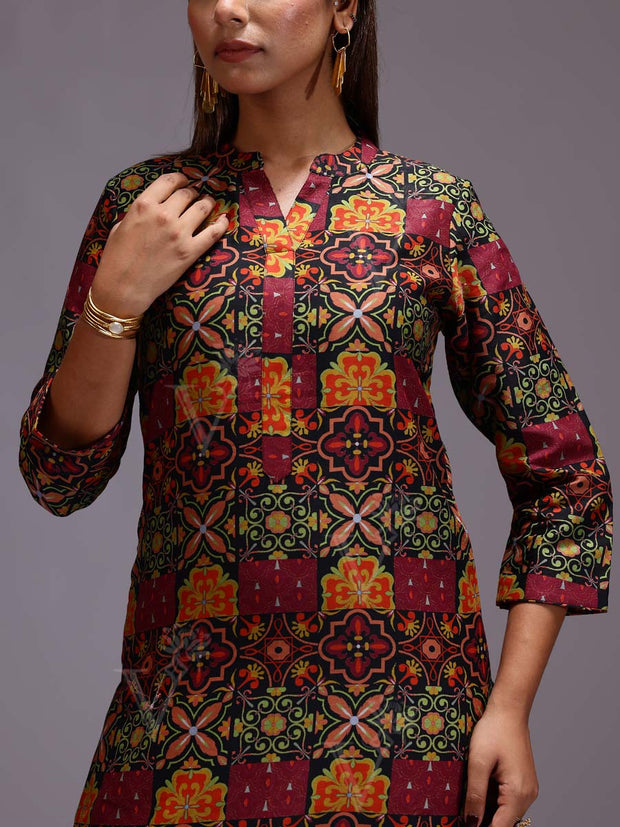 Black Cotton Printed Kurti