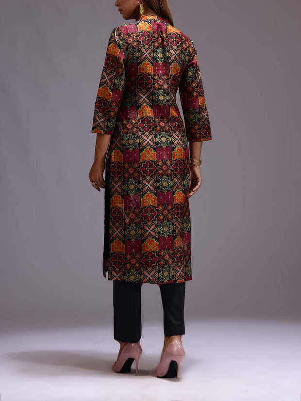 Black Cotton Printed Kurti