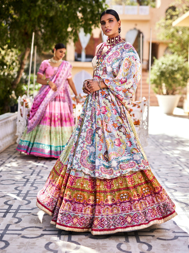 Floral Handcrafted Silk Lehenga Set