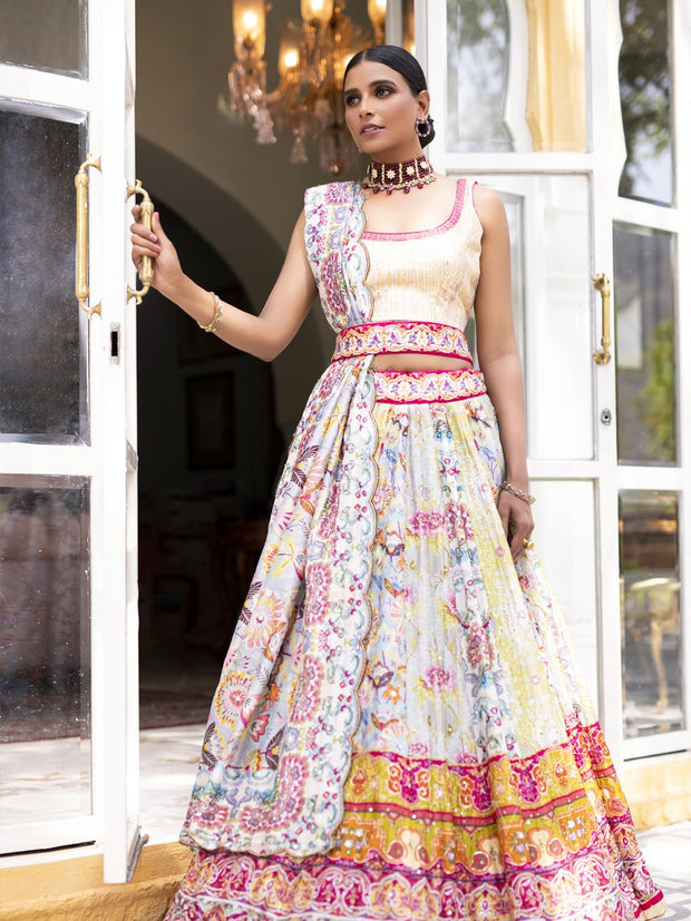 Floral Handcrafted Silk Lehenga Set