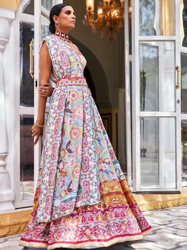 Floral Handcrafted Silk Lehenga Set