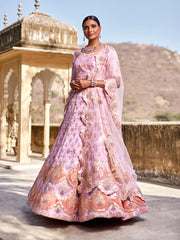 Baby Pink Silk Embellished Lehenga Set