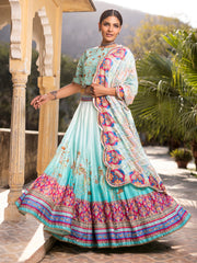 Sea Green Silk Ombre  Lehenga Set