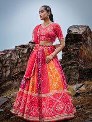 Multicolor, Gota Patti, Vasansi Silk, Lehenga, Bridal, Bridal Wear