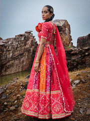 Multicolor Gota Patti Vasansi Silk Lehenga