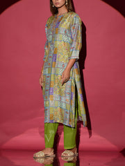 Olive Green Vasansi Silk Highlighted Kurta