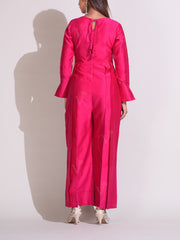 Pink Chanderi Jump Suit