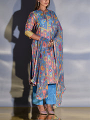 Baby Blue and Peach Vasansi Silk Suit Set