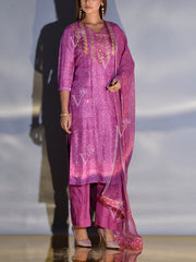 Fuschsia Pink Vasansi Silk Suit Set