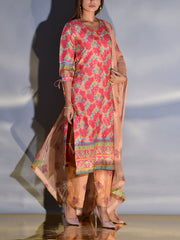 Light Brown and Pink Vasansi Silk Suit Set