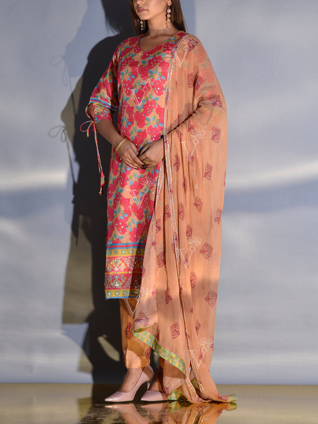 Light Brown and Pink Vasansi Silk Suit Set