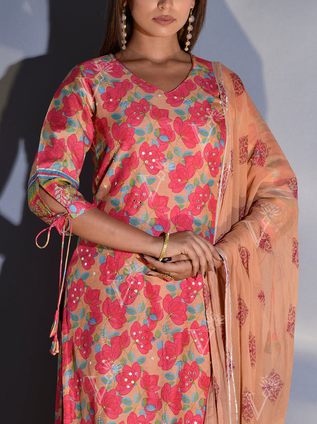 Light Brown and Pink Vasansi Silk Suit Set