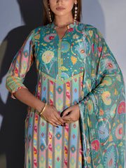 Multi- Color Vasansi Silk Printed Suit Set