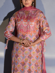 French Rose Vasansi Silk Printed Suit Set