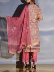 Pink and Grey Vasansi Silk Printed Suit Set