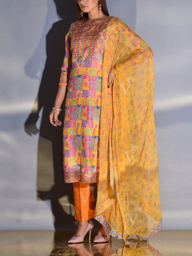 Yellow Vasansi Silk Printed Suit Set