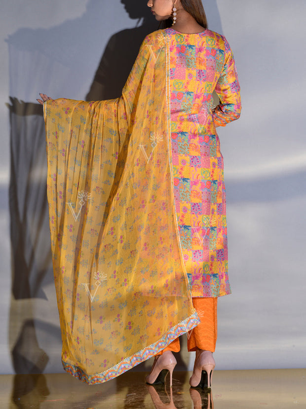 Yellow Vasansi Silk Printed Suit Set