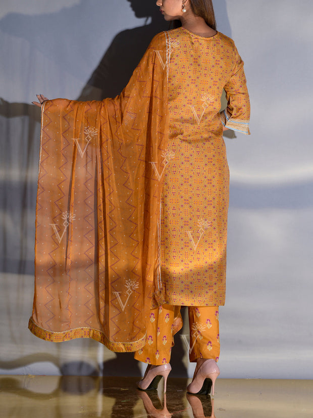 Mustard Vasansi Silk Printed Suit Set