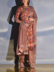 Brown Vasansi Silk Printed Suit Set