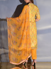 Lemon Yellow Vasansi Silk Printed Suit Set