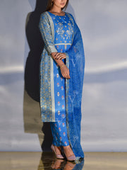 Blue Vasansi Silk Printed Suit Set