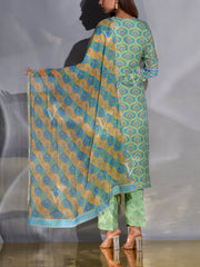 Light Green and Blue Vasansi Silk Suit Set