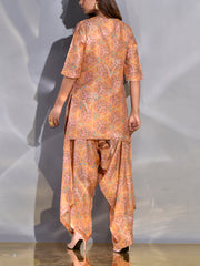 Ochre Embroidered Vasansi Silk Drape pants set