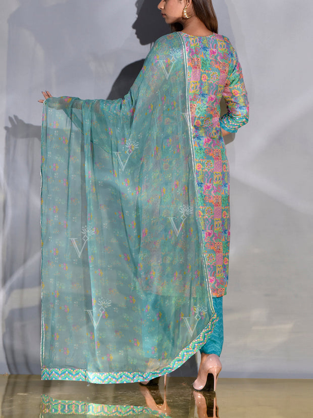Green Vasansi Silk Printed Suit Set