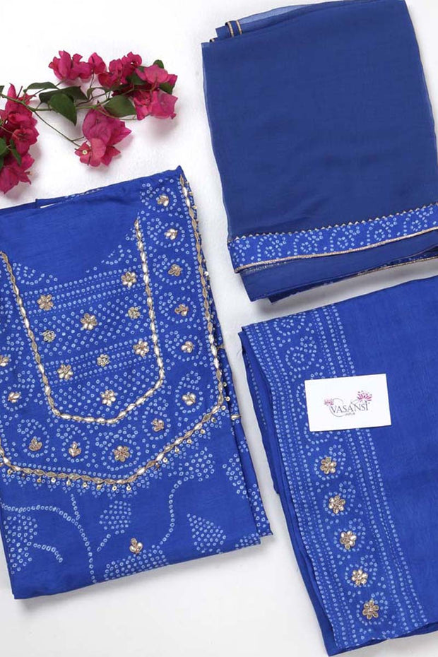 Blue Vasansi Silk Dress Material