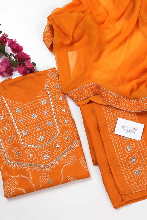 Orange Vasansi Silk Dress Material