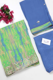 Blue and Green Vasansi Silk Dress Material