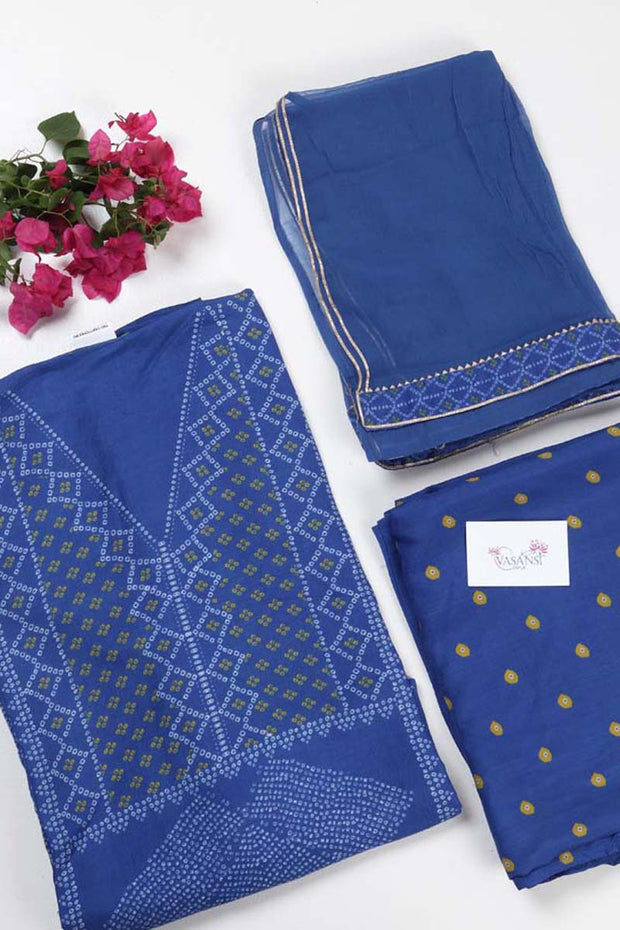 Blue Vasansi Silk Dress Material