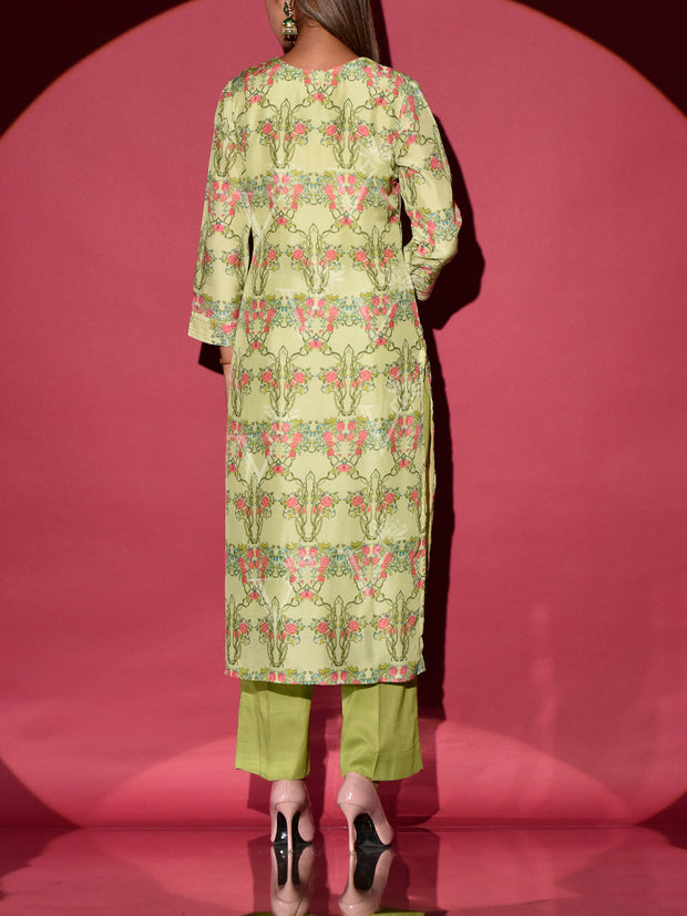 Green Vasansi Silk Printed Kurta