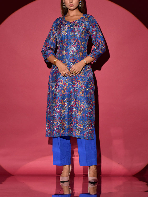 Blue Vasansi Silk Printed Kurta