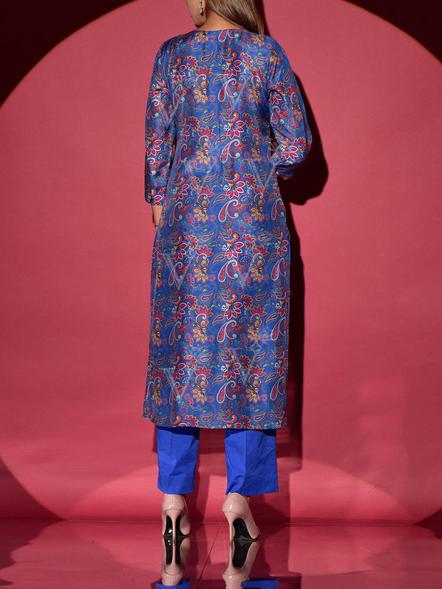 Blue Vasansi Silk Printed Kurta