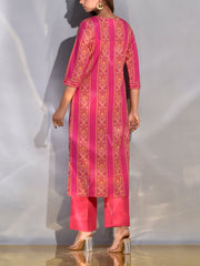 Pink Cotton Printed Kurta