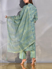 Green Cotton Printed Suit Set