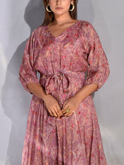 Onion Pink Vasansi Silk Printed Dress
