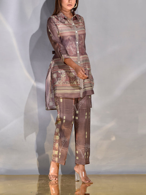 Brown Vasansi Silk Printed Co-ord Set