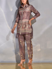 Brown Vasansi Silk Printed Co-ord Set