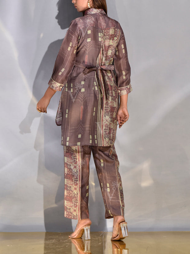 Brown Vasansi Silk Printed Co-ord Set