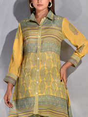 Green and Yellow Vasansi Silk Printed Co-ord Set