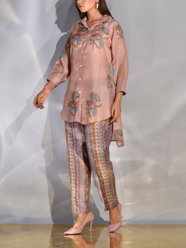 Sand Pink Vasansi Silk Printed Co-ord Set