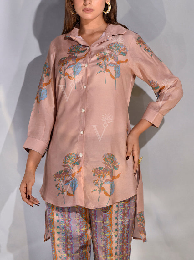 Sand Pink Vasansi Silk Printed Co-ord Set