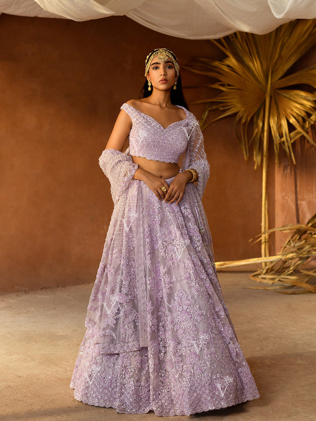 Lilac Organza Lehenga Set